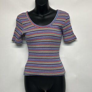 The Limited Colorful Striped Knit Top size medium Y2K vintage 100% cotton